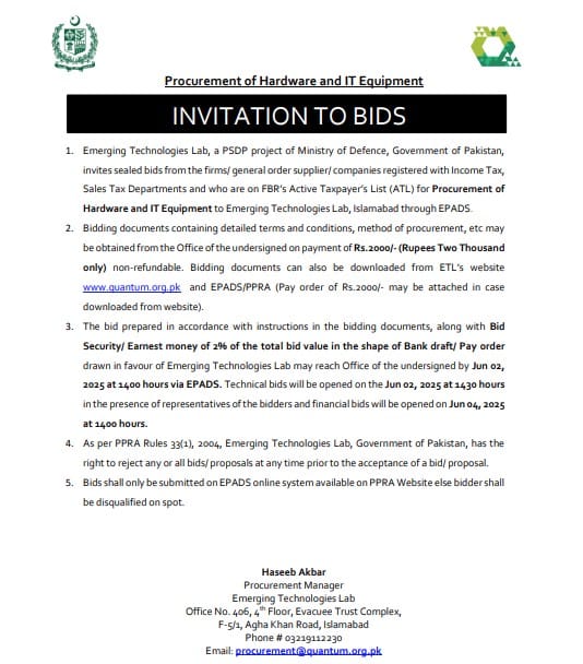 Procurement of
Hardware and IT Equipment